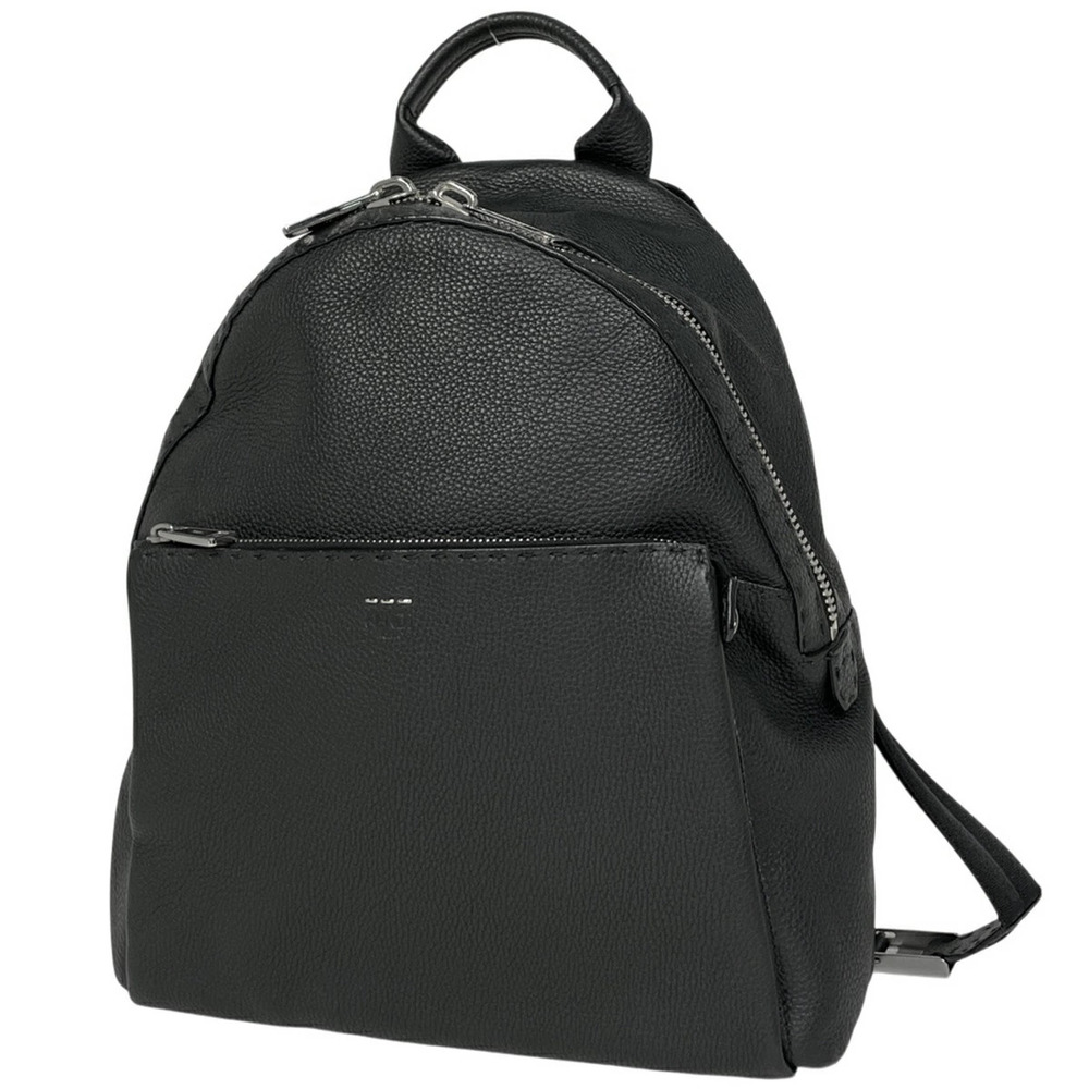 Fendi Selleria Backpack Rucksack Daypack Logo Daypack Leather Black